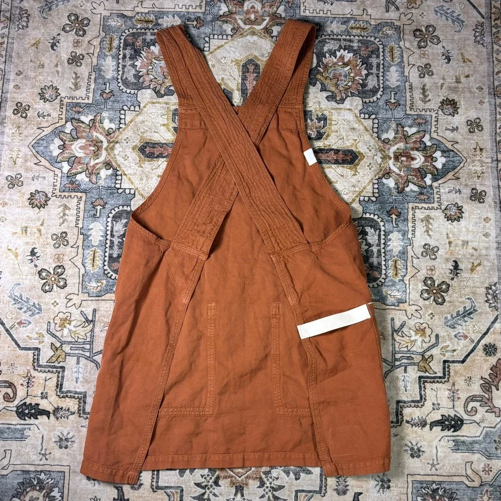 Hedley & Bennett Crossback Apron Rust Orange Cotton Linen Blend Pockets Kitchen